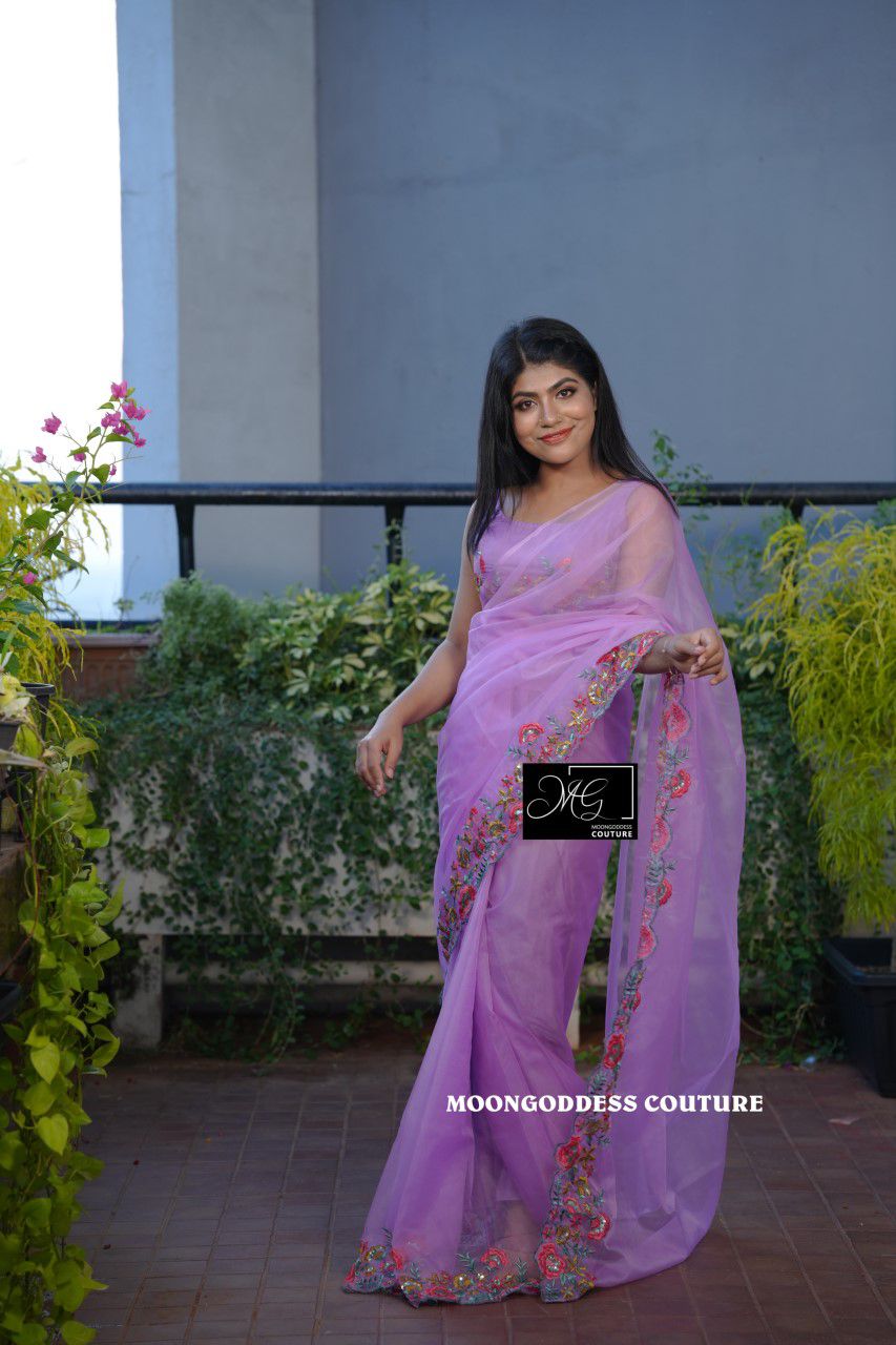  DF 180 Tanya Multi Embroidery Organza Saree Suppliers In India